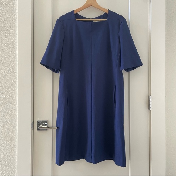 M.M LAFLEUR The Emily Dress - WonderTex Navy Blue Stretchy Formal Dress Size 14 - Picture 5 of 11